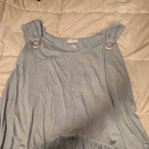Silver-blue tank top with frills